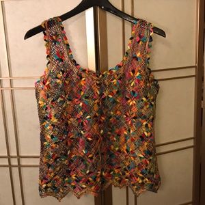 Crochet rainbow tank top shell